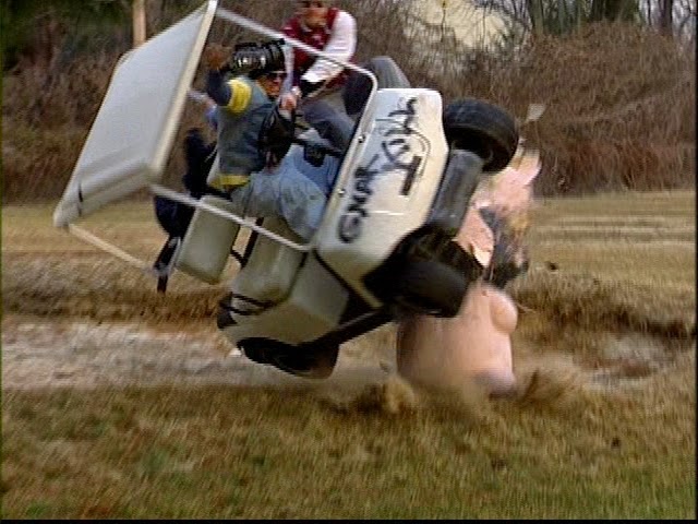 A golf cart flipping over, from the Jackass movie. 